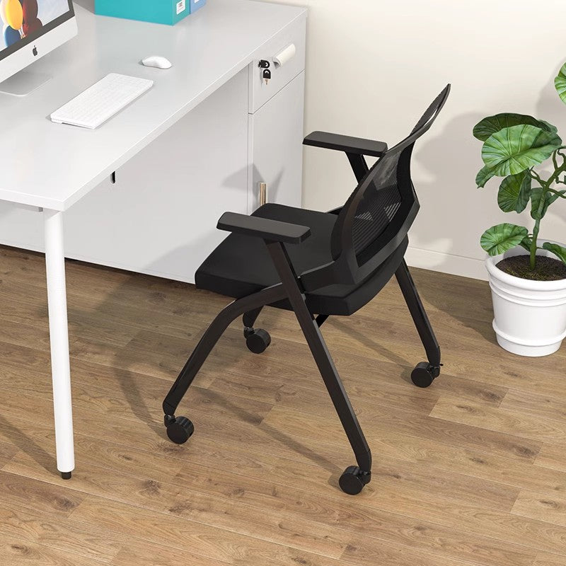 E-05-SITMOD Rolling Stackable Mesh Conference Chair: Smooth Casters, Armrests, Space-Saving Design for Office & Meeting Rooms