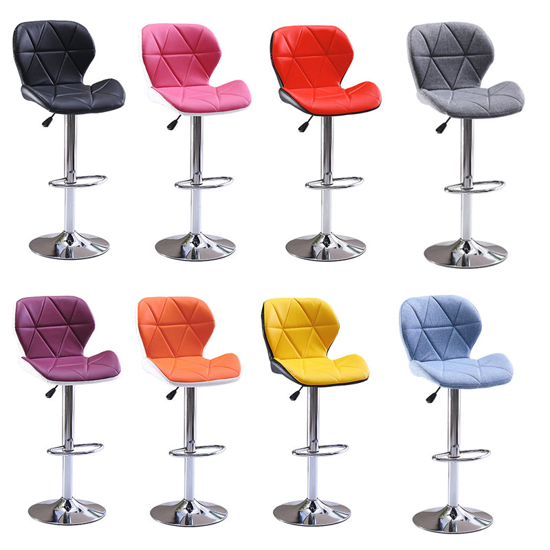 Diamond Quilted Adjustable Bar Stool Color-Block Design Metal Base & Multi-Hue Options for Bars/Counters