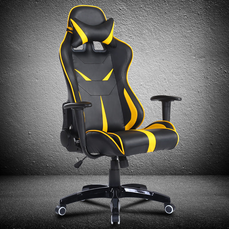 P34 Mecha-Style Gaming Chair: Multi-Color Ergonomic Reclining Chair with PU Leather Upholstery