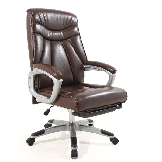 Reclining Executive Office Chair High-Back Quilted Ergonomic Desk Chair with Retractable Footrest, Premium PU Leather Office Chair with 360° Swivel & Height Adjustment Multi-Color Luxury Office Chair for Home & Corporate Spaces