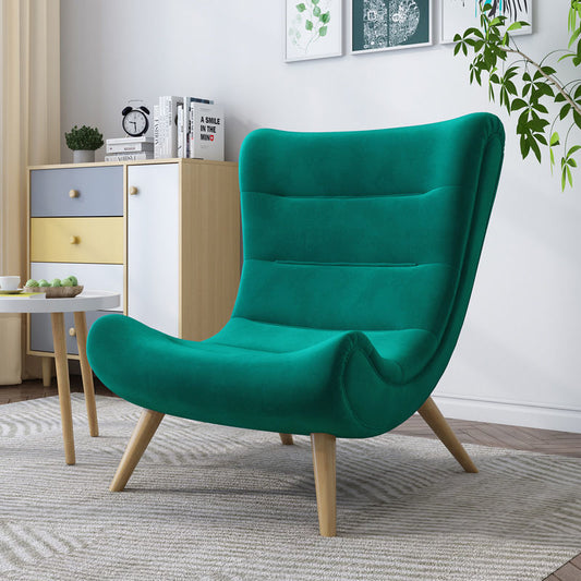 Modern Cozy Leisure Sofa Plush Multi-Hue Fabric Curved Wrapped Back & Matching Ottoman Set