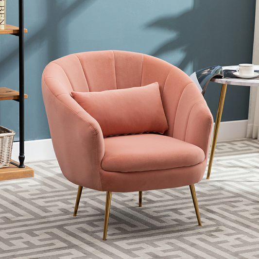 Velvet Curved Armchair & Sofa Set Fan-Stitch Design Gold Legs & Multi-Color Options for Stylish Lounges