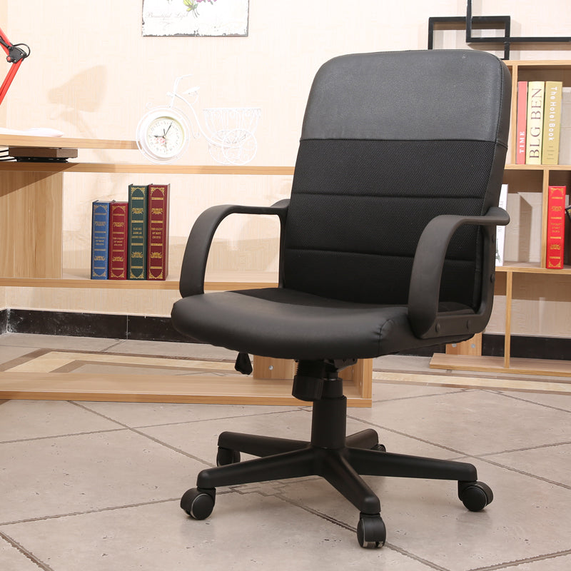 W17 Sitmod Mid-Back Hybrid Office Chair, Ergonomic Desk Chair with PU Leather & Mesh Upholstery, 360° Swivel & Height Adjustment, Black Office Chair for Home & Corporate Spaces