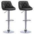 J38 Adjustable Height Bar Stool: Diamond-Quilted Upholstery, Chrome Lift Pole & Disc Base