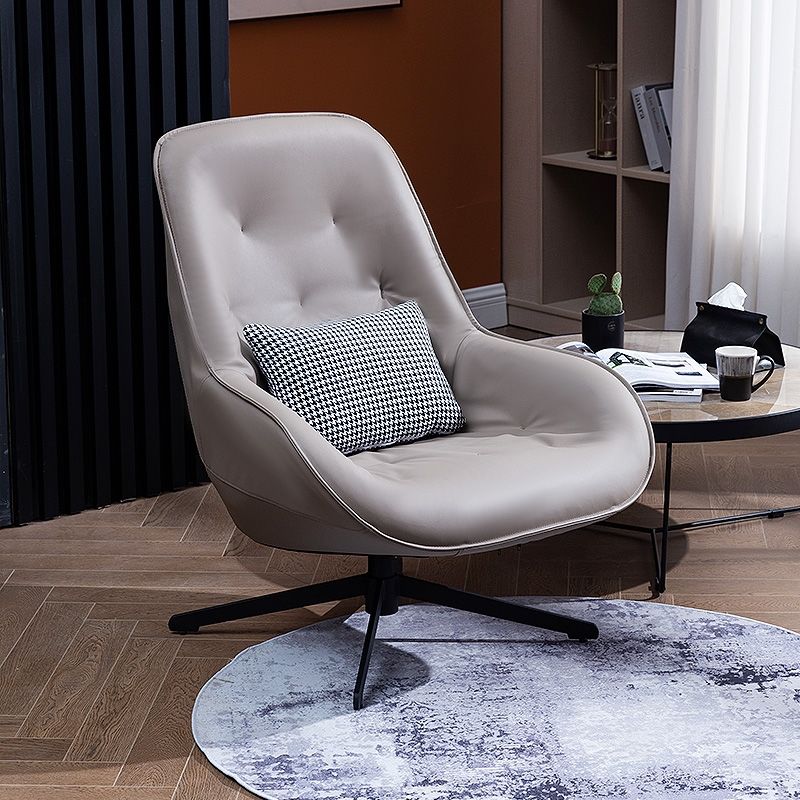 Swivel Leather Armchair Tufted Design Ergonomic Shape & Optional Ottoman for Modern Lounges
