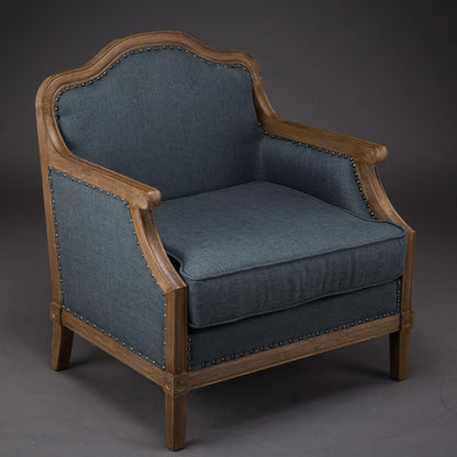 Vintage Tufted Armchair with Wooden Frame Beige Upholstery and Nailhead Trim