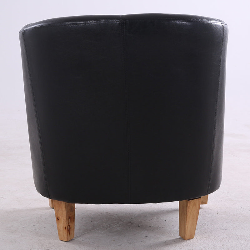 Vibrant Red Leather Tub Armchair Sleek Curved Design Sturdy Wooden Legs Single Seater for Living Rooms & Cozy Reading Nooks