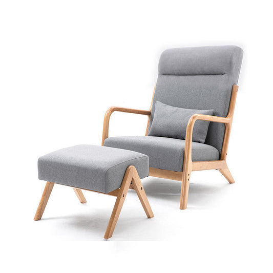 Nordic-Japanese Leisure Chair Light Wood Frame Fabric Cushions with Sofa & Ottoman Options