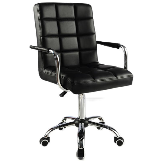 Mid-Back Office Chair Quilted Ergonomic Desk Chair with PU Leather/Fabric 360° Swivel & Height Adjustment Multi-Color Stylish Chair for Home Office & Creative Spaces