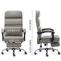 B06-Black Leather High-Back Office Chair: Adjustable Arms, Built-in Footrest, Sturdy Ergonomic Support for Work, Relaxation & Comfortable Daily Lounging Sessions