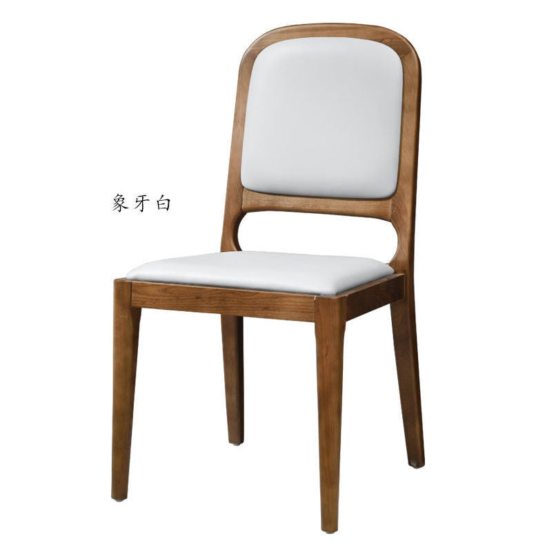 C-22-SITMOD Minimalist Light Luxury Dining Chair: Walnut Wood Frame, Padded Leather Upholstery & Curved Back Design