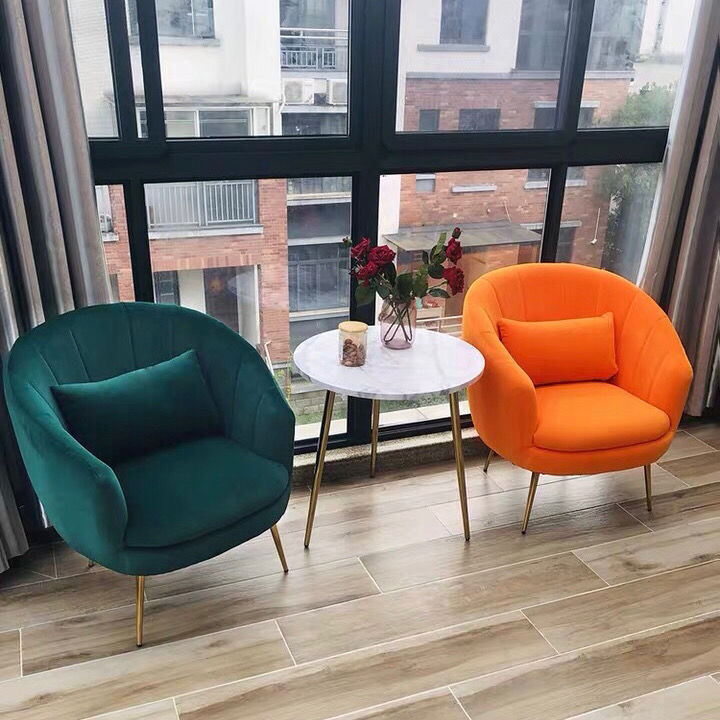 Velvet Curved Armchair & Sofa Set Fan-Stitch Design Gold Legs & Multi-Color Options for Stylish Lounges