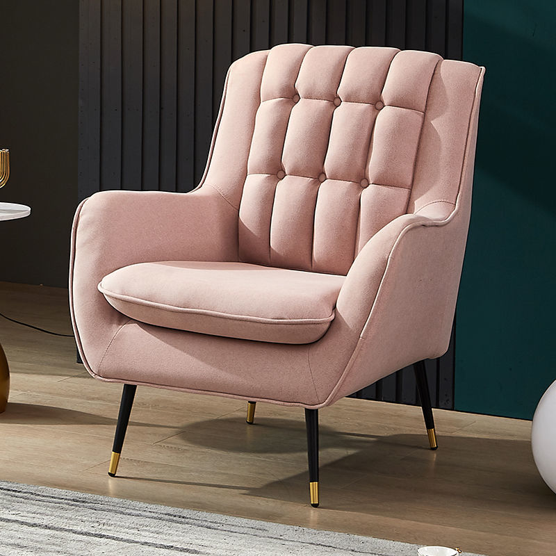 Tufted Wingback Armchair Velvet/Leather Upholstery Metal Legs & Matching Ottoman for Luxe Lounging