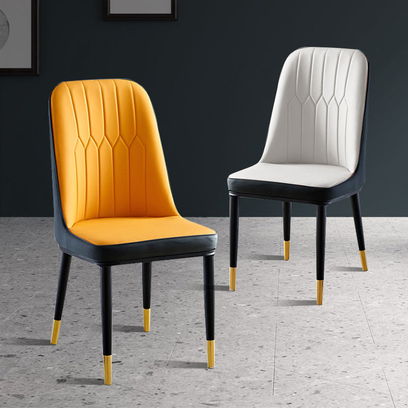C-10-SITMOD Luxury Contrast Dining Chair: Stitched Back Detail, Gold-Accent Legs & Leather Upholstery for Modern Dining Spaces