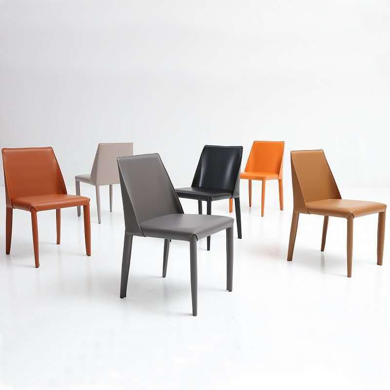 Modern Minimalist Leather Dining Chair Sleek Silhouette Multi-Hue Options & Clean-Line Design