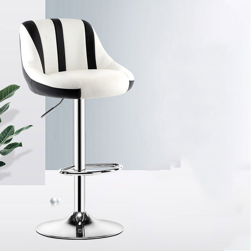 J40 Adjustable Height Bar Stool: Diamond-Quilted Leather Cushion, Multi-Color Options & Chrome Disc Base Adjustable Height Bar Stool: Diamond-Quilted Leather Cushion, Multi-Color Options & Chrome Disc Base