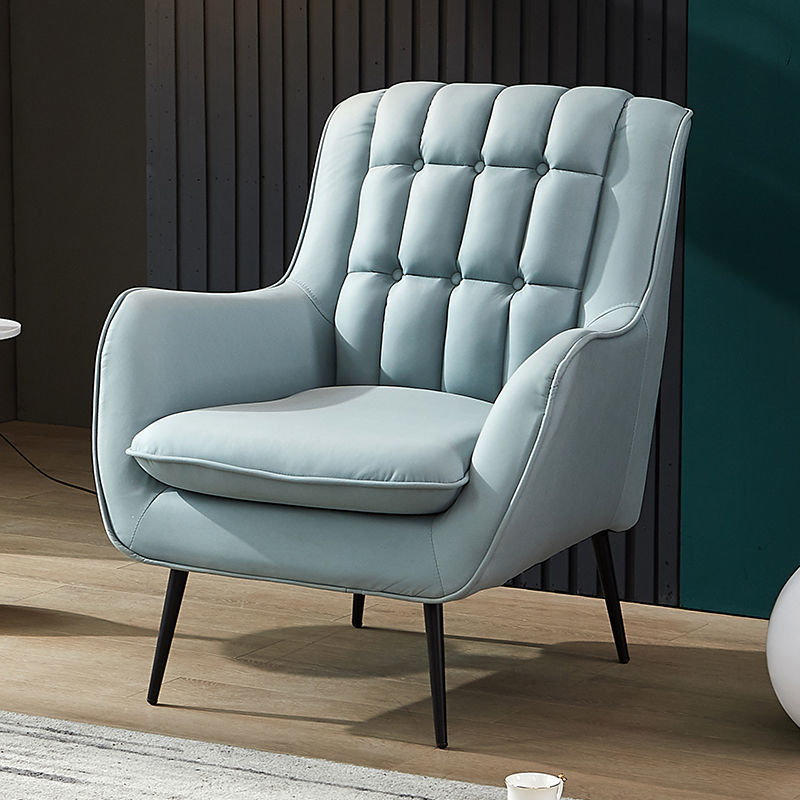 Tufted Wingback Armchair Velvet/Leather Upholstery Metal Legs & Matching Ottoman for Luxe Lounging