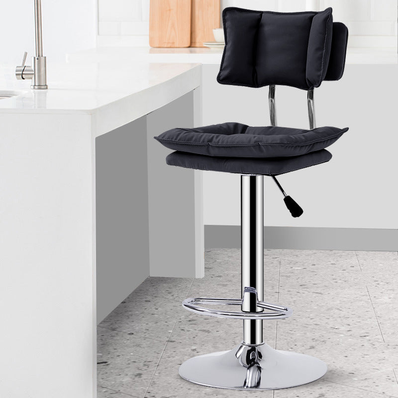 J07 Double-Cushion Adjustable Bar Stool: Plush Upholstery, Soft Backrest & Disc Base for Home Bars/Kitchen Islands