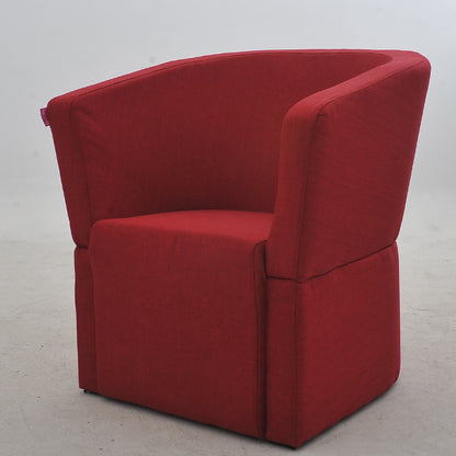 Vibrant Red Contemporary Tub Curved Armchair Soft Fabric Snug Contoured Design for Stylish Living Room & Cozy Reading Nook Spaces