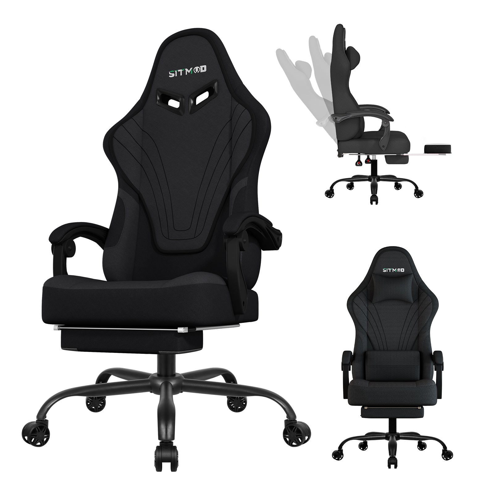 Gaming Chair, Big and Tall Gaming Chairs for Adults with Footrest and Lumbar Support, Comfortable Ergonomic Fabric Computer Chair 400 lbs, 360° Swivel, Height Adjustable Video Gamer Chair, Silla Gamer
