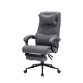 B02-Gray Fabric Reclining Office Chair with Headrest, Footrest & Adjustable Ergonomic Support for Comfortable Work, Gaming & Relaxing Lounging Sessions