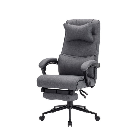 Fabric Reclining Office Chair with Headrest Footrest & Adjustable Ergonomic Support for Comfortable Work Gaming & Relaxing Lounging Sessions