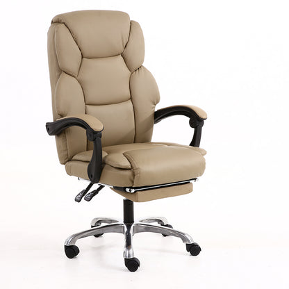 Executive Office Chair High-Back Plush Ergonomic Desk Chair with Retractable Footrest, Premium PU Leather Reclining Office Chair with 360° Swivel & Height Adjustment Luxury Office Chair for Home & Corporate Spaces