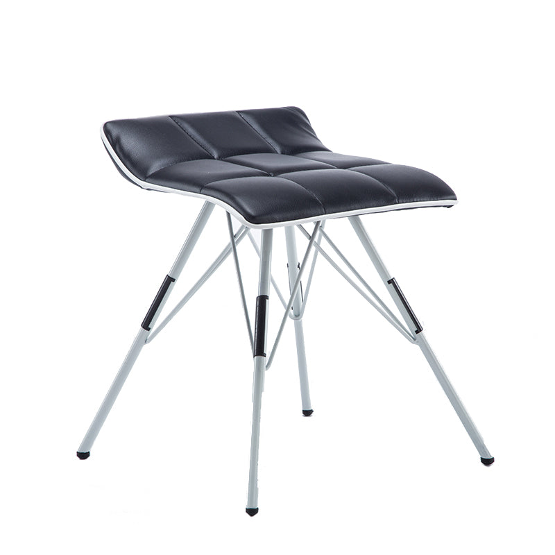 J18 Foldable Lightweight Seat: Cross Metal Legs, Tufted Leather Cushion for Small Spaces & Dining Areas