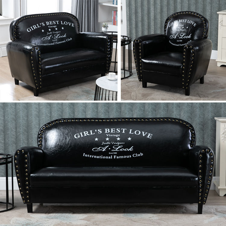Vintage Studded Leather Sofa Set Patterned Backrest Single & Double Seats Multi-Style Options