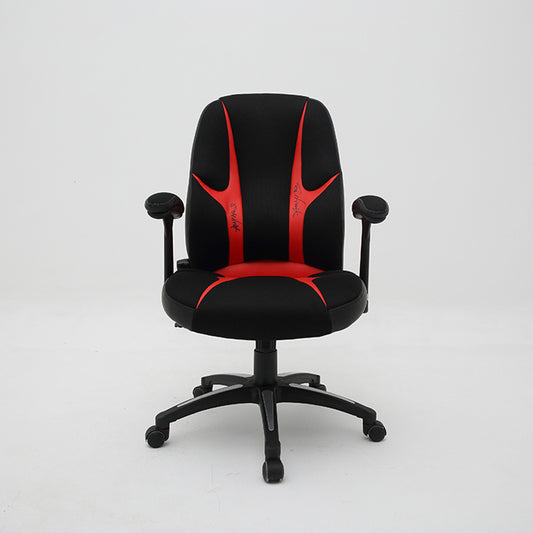 Gaming Office Chair High-Back Ergonomic Desk Chair with Breathable Mesh Premium PU Leather & Fabric Gaming Chair with 360° Swivel & Height Adjustment Black-Red Racing Style Chair for Home Office & Gaming