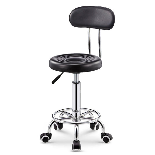 Adjustable Multi-Scene Stool Rippled Leather Dual Base Caster/Disc& Back Support