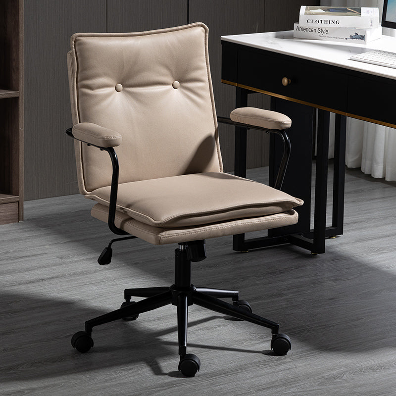 B33 Sitmod Retro Office Chair, Mid-Back Ergonomic Desk Chair with Button-Tufted PU Leather, 360° Swivel & Height Adjustment, Multi-Color Luxury Chair for Home Office & Vanity
