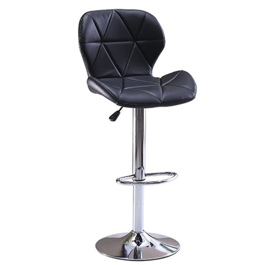 Diamond Quilted Adjustable Bar Stool Color-Block Design Metal Base & Multi-Hue Options for Bars/Counters