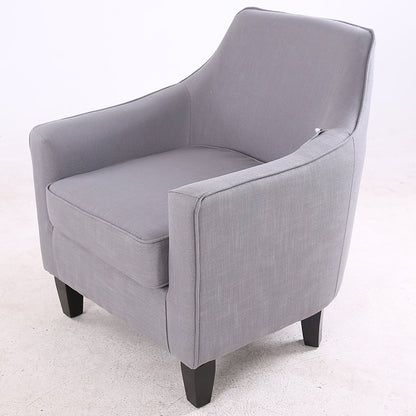 Sleek Gray Fabric Armchair Modern Contoured Design Sturdy Dark Wooden Legs Cozy Single Seater for Living Rooms & Reading Nooks