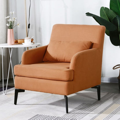 Casual Single Sofa Houndstooth & Solid Fabric Black Metal Legs Multi-Pattern Options