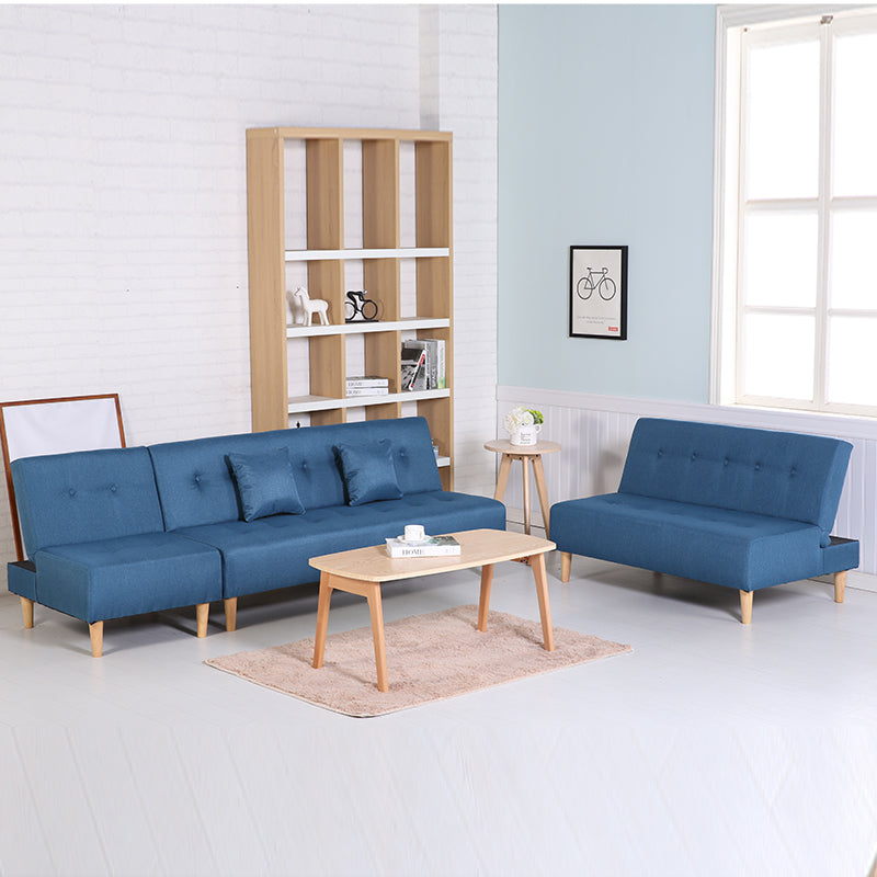 Blue Fabric Convertible Chair with Storage - Modern Single Seat for Living Room