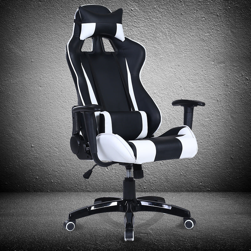 Classic Racing-Style Gaming Chair Multi-Color Ergonomic Reclining Chair with PU Leather Upholstery