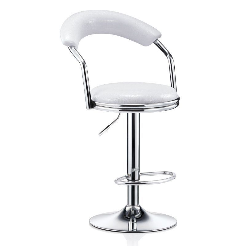 J05 Curved Armrest Adjustable Bar Stool: Leather (Crocodile Texture Option), Chrome Base & Footrest