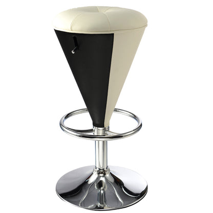 Adjustable Cone-Shaped Bar Stool Tufted Leather Upholstery Multi-Style Options & Chrome Dual-Ring Footrest