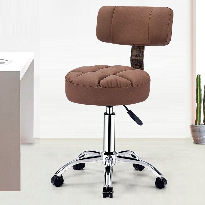 J06 Adjustable Caster Stool: Tufted Fabric Seat, Optional Backrest & Footrest Ring