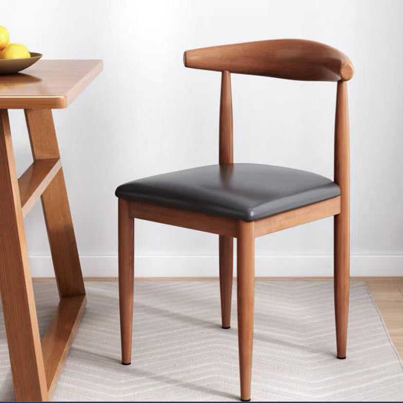 C-35-SITMOD Warm Wooden Dining Chair: Curved Solid Wood Back, Multi-Material Cushions & Versatile Design