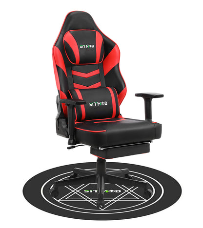 Black-White Massage Gaming Chair Lumbar Pillow Footrest Mat Adjustable Ergonomic Support for Gaming & Office Work Sessions