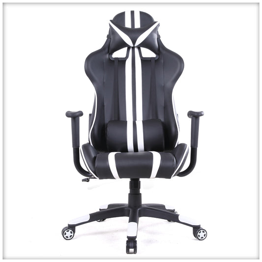 Racing-Style Gaming Chair Multi-Color Stripe Design Reclining Ergonomic Chair with PU Leather Upholstery