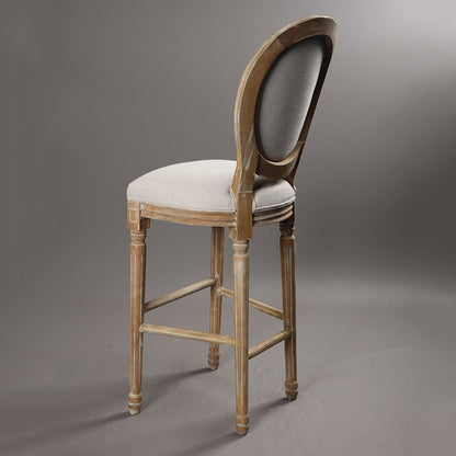 Vintage Wooden Bar Stool with Pirate Skull Design Distressed Finish & Upholstered Seat for Home/Bar