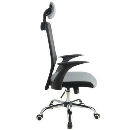 High-Back Mesh Office Chair Ergonomic Desk Chair with Adjustable Headrest & Flip-Up Armrests 360° Swivel & Height Adjustment Black & Gray Chair for Home Office & Gaming