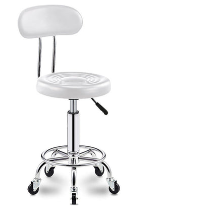 Adjustable Multi-Scene Stool Rippled Leather Dual Base Caster/Disc& Back Support