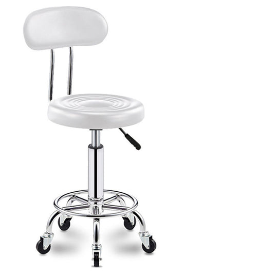 Adjustable Multi-Scene Stool Rippled Leather Dual Base Caster/Disc& Back Support