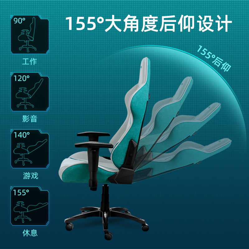 Gaming Chair: Futuristic Mask Design 150° Recline & Breathable Fabric Upholstery