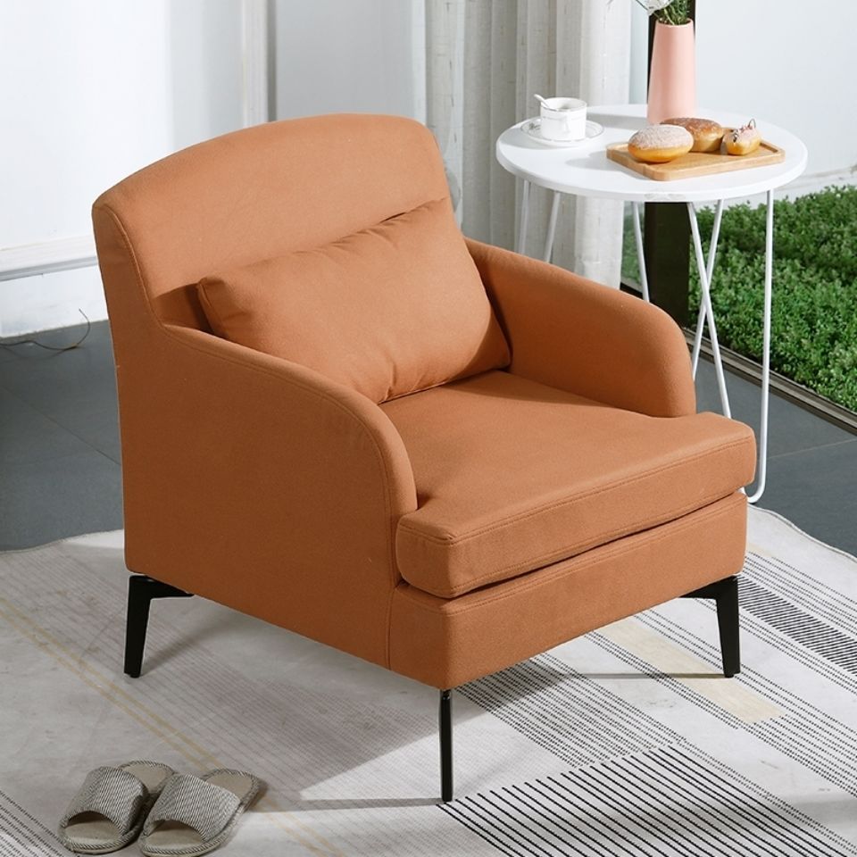 Casual Single Sofa Houndstooth & Solid Fabric Black Metal Legs Multi-Pattern Options