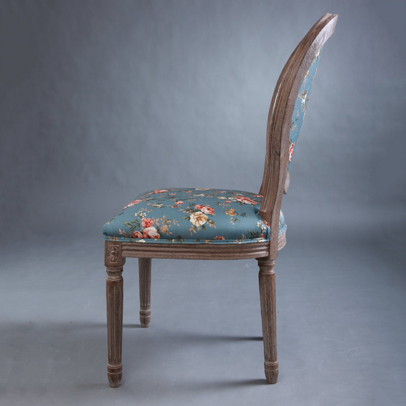 C-06 Vintage Floral & Bird Upholstered Chair - Wooden Frame for Dining/Living Room